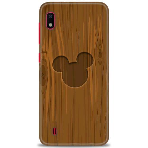 Samsung Galaxy A10 Kılıf HD Baskılı Kılıf - Ahşap Mickey + Tam Ekran Koruyucu