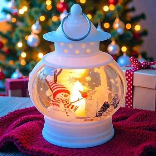 VIP OVAL BEYAZ KARDAN ADAM YILBAŞI FENERİ GÜN IŞIĞI LED IŞIKLI FENER YILBAŞI HEDİYELERİ 14X8X4 CM