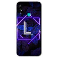 Huawei P smart 2019 Kılıf Baskılı Kapak - Dark Neon Yaprak L Harfi +Tam Kaplayan Mat Seramik