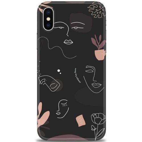 iPhone XS Kılıf HD Baskılı Kılıf - Siyah Silüet + Tam Ekran Koruyucu