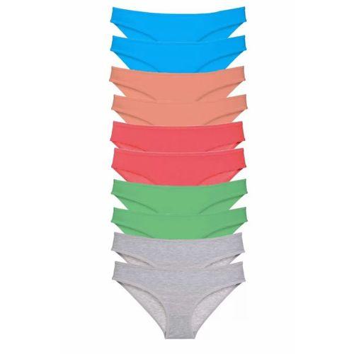 10 adet Süper Eko Set Likralı Kadın Slip Gri Pudra Yeşil Fuşya Mavi