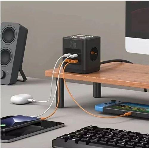 Akım Korumalı 3’lü Priz Gece Lambalı 25w 2xusb 2xtype-c Çıkış Yüksek Gerilim Koruma Priz Çoğaltıcı