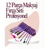 Yumuşak Fiber Kıllardan Oluşan 12'li Makyaj Fırçası Seti Göz Farı Allık Ve Kontür İçin