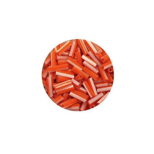 Uzun Boru Kesme Boncuk Çap 2mm Uzunluk 10 mm - 20 Gram - Turuncu Beyaz - BNC255