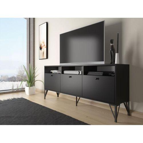 Wood'n Love Rhea 160 Cm Dolaplı, Minifiks Bağlantı, Geniş Tv Ünitesi - Konsol - Siyah / Siyah