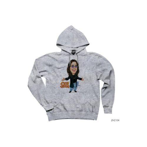 Ozzy Osbourne Cartoon Gri Kapşonlu Sweatshirt Hoodie