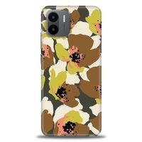 Xiaomi Redmi A1 Kılıf HD Baskılı Kılıf - Yeşil Kahve Çiçekler + Tam Ekran Koruyucu