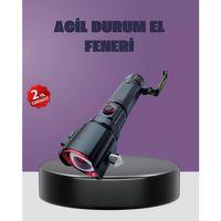 Güçlü Işıklı El Feneri Acil Durum Çekiç Ve Pusula
