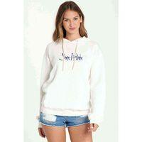 Jimi Hendrix Logo 2 Baskılı Beyaz Kadın Kapşonlu Sweatshirt