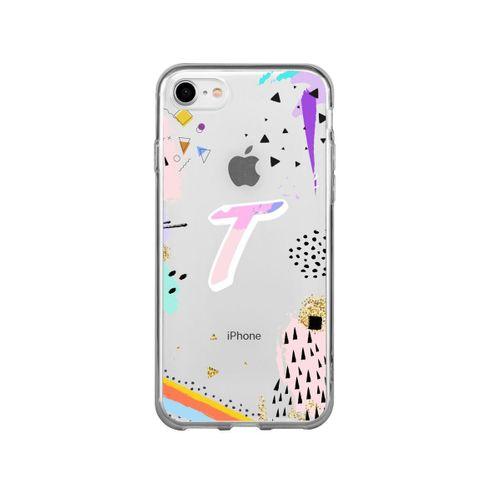Color Art Desenli T Harfli Şeffaf Kılıf