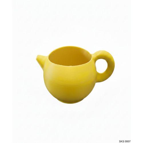 Sarı Caydanlik Seklinde Mini Dekoratif Saksi 6 Cm Masa Ustu Ofis Dekoru