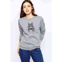 Watercolor Wolf Baskılı Gri Kadın Sweatshirt