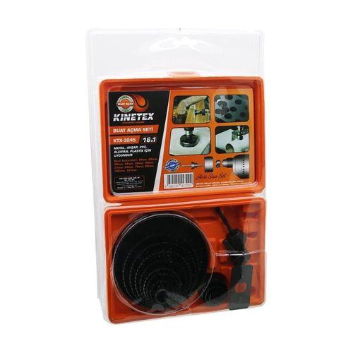 Kınetex Ktx-3245 (16&aposlı) Buat Açma Panç Seti (metal, Ahşap, Pvc, Alçıpan, Plastik) (19-22-29-32-38-44-51-64-76-89-102-127mm)