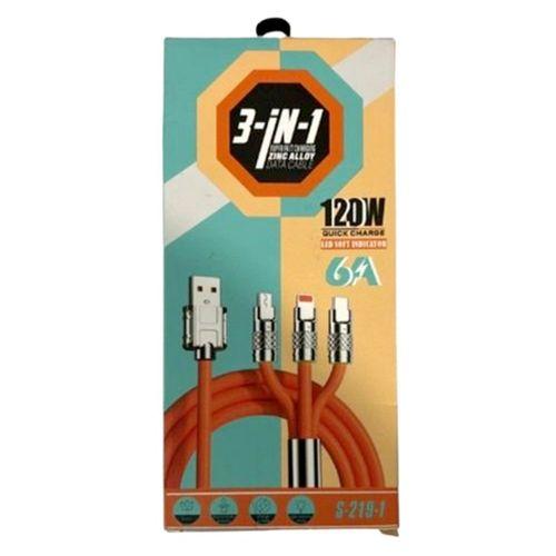 Platoon 3 Girişli Hızlı Şarj Kablosu S-219-1