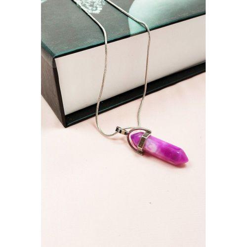 Pembe Akit Doğal Taşı Zincirli El Yapımı Tasarımlı Kolye Uç: 3,5 cm Zincir: 20 cm Kutulu