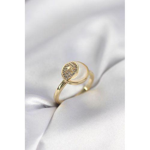 Ay Yıldız Model Gold Renk Zirkon Taşlı Kadın Yüzük