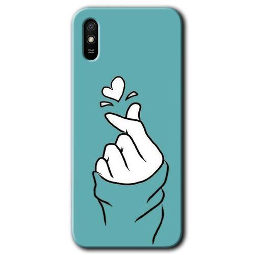 MRCİLETİSİM Xiaomi Redmi 9A Kılıf Kapak - Mutluluk +Hayalet Ekran Yandan Gözükmez