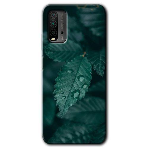 Xiaomi Redmi 9T Kılıf HD Desen Baskılı Arka Kapak + Temperli Cam - Yağmurlu Yaprak