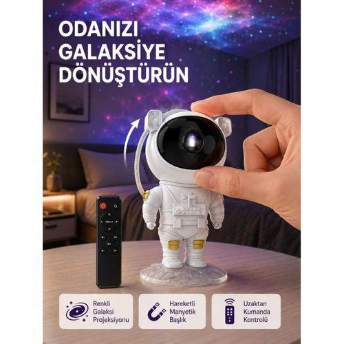 Astronot Şekilli Galaxy Projeksiyon Lambası Nebula Efektli Dekoratif Lamba