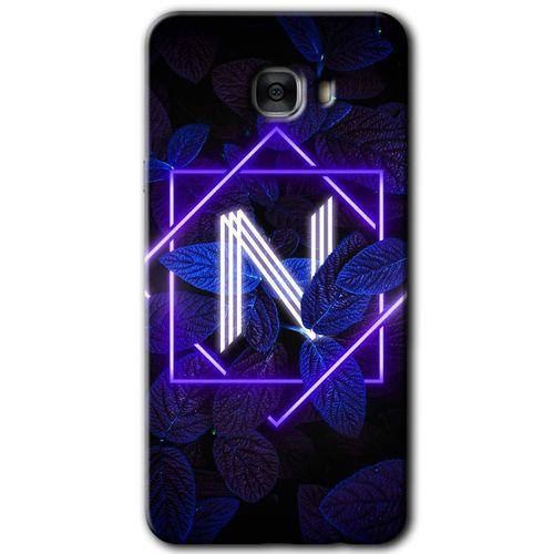 Samsung Galaxy C7 Pro Kılıf HD Desen Baskılı Arka Kapak - Dark Neon Yaprak N Harfi