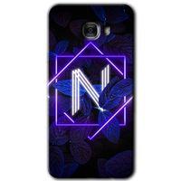 Samsung Galaxy C7 Pro Kılıf HD Desen Baskılı Arka Kapak - Dark Neon Yaprak N Harfi