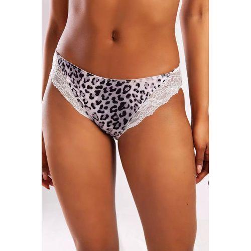 Golshan Goldy Mini Slip, Kadın Dantelli Gri Leopar Külot