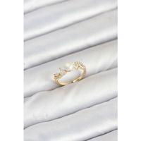 Pirinç Gold Renk Zirkon Taşlı İncili Model Kadın Yüzük