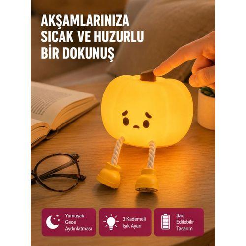 Pumpkin Led Gece Lambası Üç Kademeli Işık Ayarlı Yeni Nesil