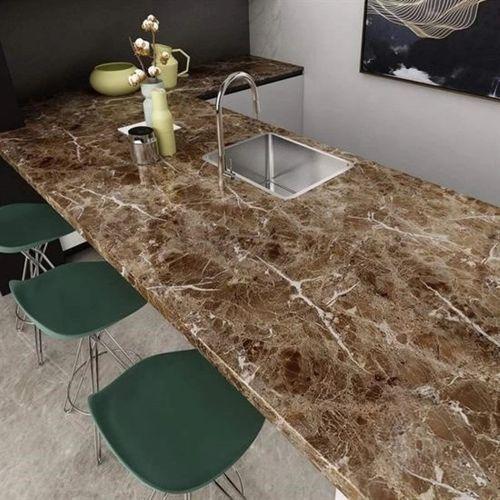Mermer Desenli Masa Tezgah Mutfak Su Geçirmez Yapışkanlı Folyo Sticker Kahverengi 5x0,6m