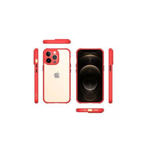 Newface iPhone 13 Pro Kılıf Miami Şeffaf Silikon  - Kırmızı