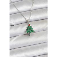 316L Çelik Zincir Gümüş Renk Çam Ağacı Model Yılbaşı Temalı Kadın Kolye