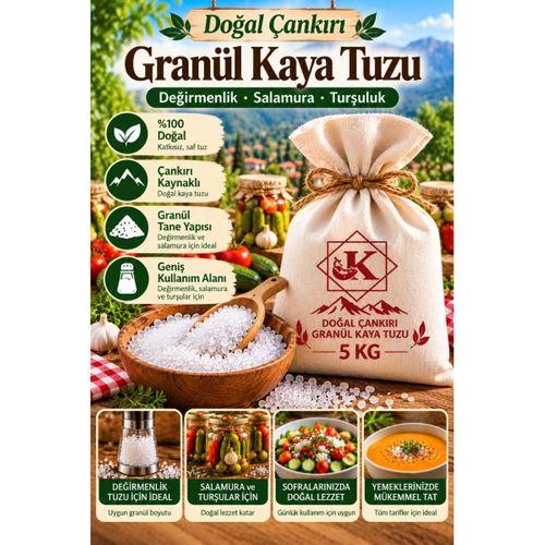 Doğal Çankırı Granül Kaya Tuzu 5 KG İri Taneli Değirmenlik Salamura Turşuluk