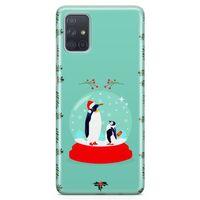 Samsung Galaxy A71 Kılıf Kar Küresi Penguen Arka Kapak Koruma Desenli Full Koruyucu