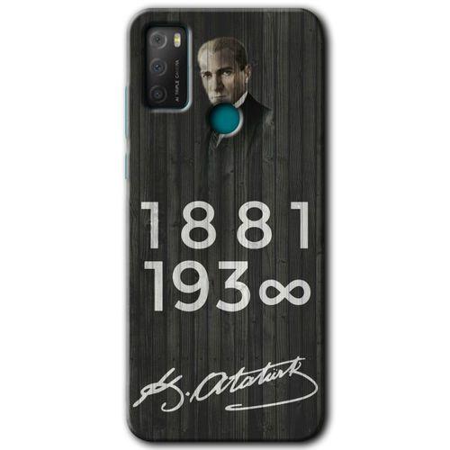 TCL 20E Kılıf HD Desen Baskılı Arka Kapak - Atatürk Ahşap İmza