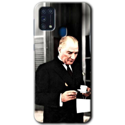 Galaxy M31 Kılıf HD Desen Baskılı Arka Kapak - Atatürk Türk Kahvesi + Kırılmaz Cam