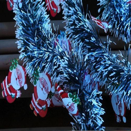 2 METRE VIP KARLI NOEL BABA FİGÜRLÜ YILBAŞI BOYUN SİMİ YEŞİL BEYAZ KARLI YUMUŞAK BOYUN GARLANDI