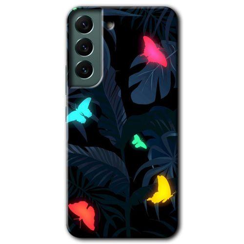 MRCİLETİSİM Samsung Galaxy S22 Plus Kılıf HD Desen Baskılı Arka Kapak + Temperli Cam - Lighter Butterfly
