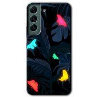 MRCİLETİSİM Samsung Galaxy S22 Plus Kılıf HD Desen Baskılı Arka Kapak + Temperli Cam - Lighter Butterfly