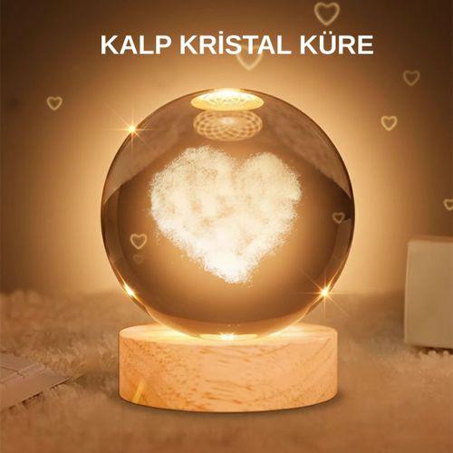 Kalpli Işıklı Cam Küre Ahşap Standlı Dekoratif Gece Lambası