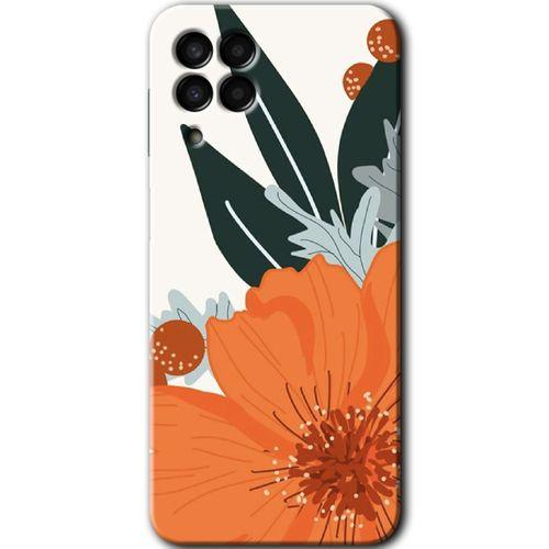 MRCİLETİSİM Samsung Galaxy M33 Kılıf Baskılı Kapak - Portakal Çiçeği + 5D Tam Kaplayan Cam