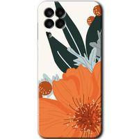 MRCİLETİSİM Samsung Galaxy M33 Kılıf Baskılı Kapak - Portakal Çiçeği + 5D Tam Kaplayan Cam