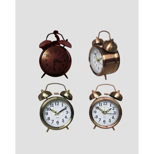 Nostaljik Büyük Boy Metal Masa Saati Bronz Kaplama Ve Yüksek Sesli Alarm