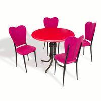 Dockers Buket - Aşk-ı Derun Mutfak Masa Takımı - Yuvarlak 80cm Çap (Werzalit, Wermodin ve Allzalit Tabla) - Kırmızı-FuşyaKumaş