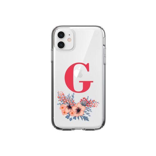 Pembe Çiçekli G Harfli iPhone 11 Şeffaf Kılıf