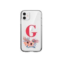 Pembe Çiçekli G Harfli iPhone 11 Şeffaf Kılıf