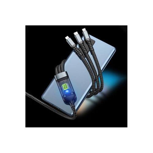 3in1 100w Hızlı Şarj Ve Data Kablosu, 1.2m Halat Örgü Kırılmaz Uç, Usb-c Lightning Micro Uyumlu, Dayanıklı Çoklu Cihaz Şarj Kablosu