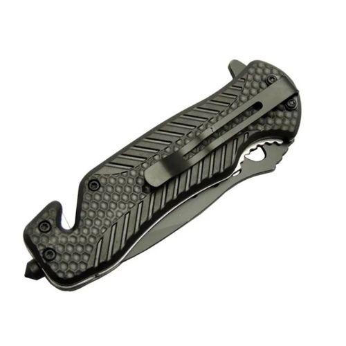 Kurtarma Çakısı Kırmızı 22 Cm Yarı Otomatik , Kemerlikli