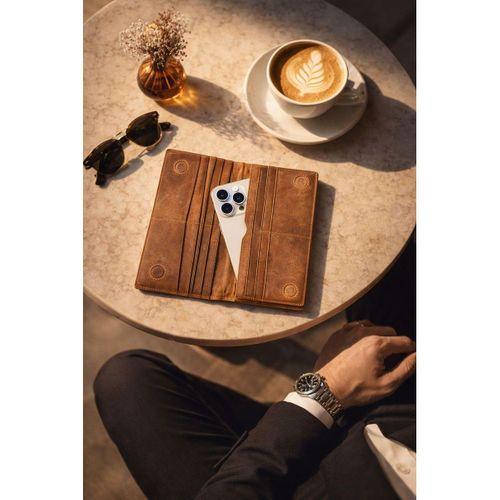 Hakiki Deri Mıknatıslı Kart Ve Telefon Bölmeli Unisex Cüzdan VS.BLKT.0946