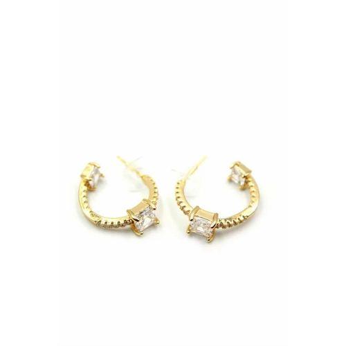 Taşlı Halka Küpe - Altın