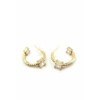 Taşlı Halka Küpe - Altın